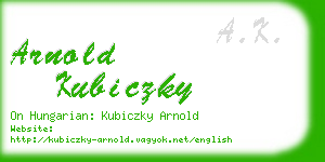 arnold kubiczky business card